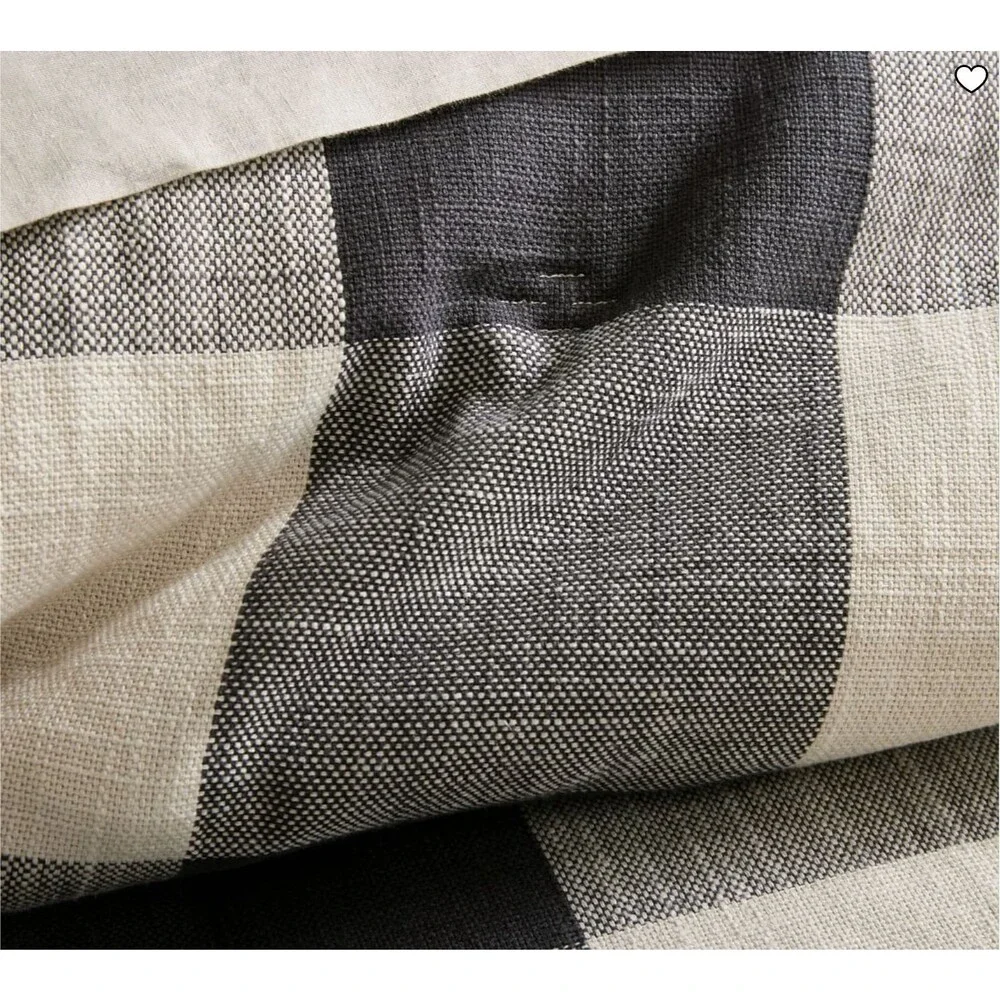 Pottery Barn Bryce Buffalo Check Duvet Cover King Charcoal Ivory NEW